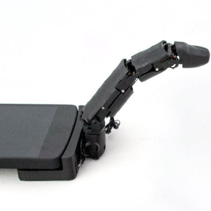 Robotic finger on phone.